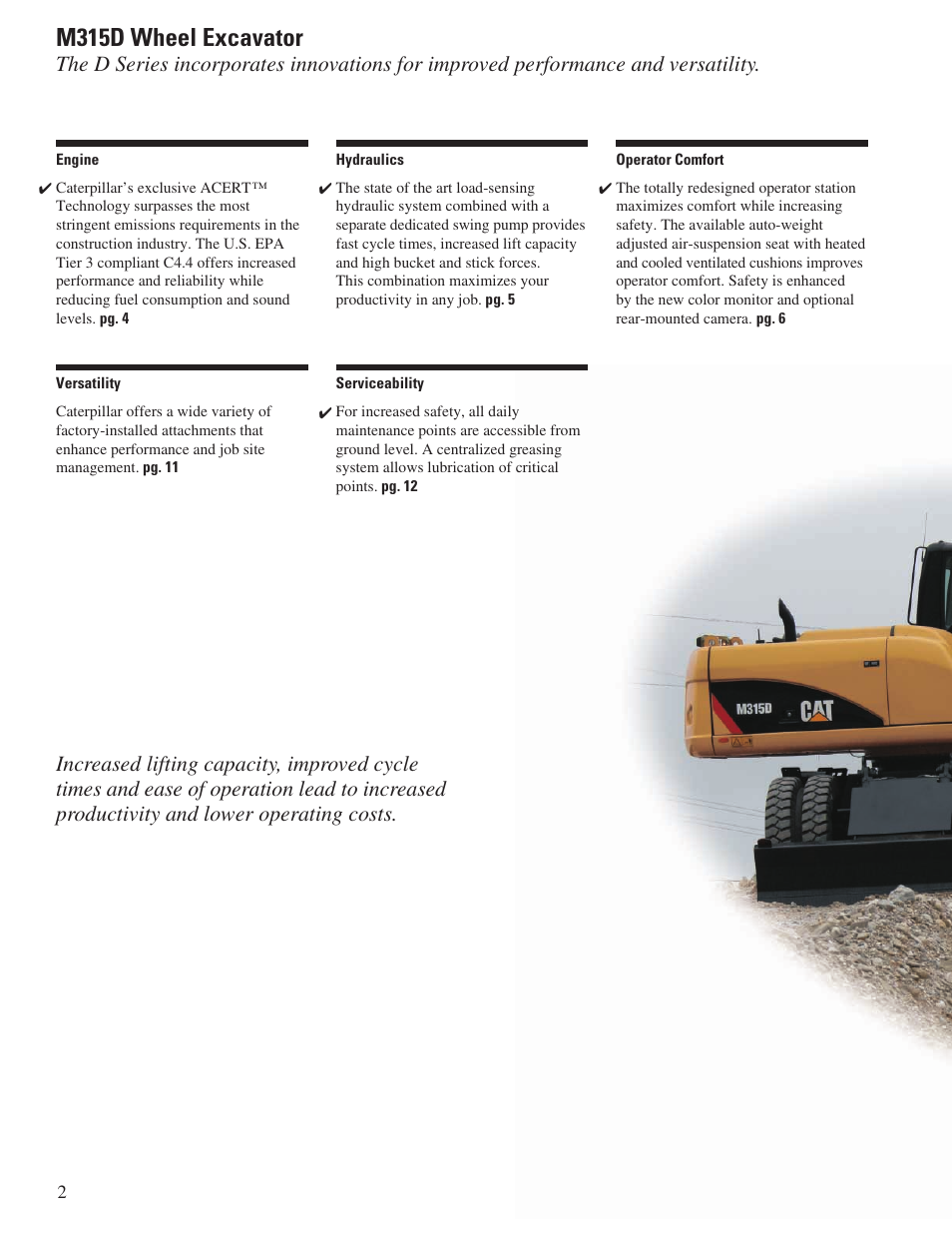 M315d wheel excavator | Milton CAT M315D User Manual | Page 2 / 36