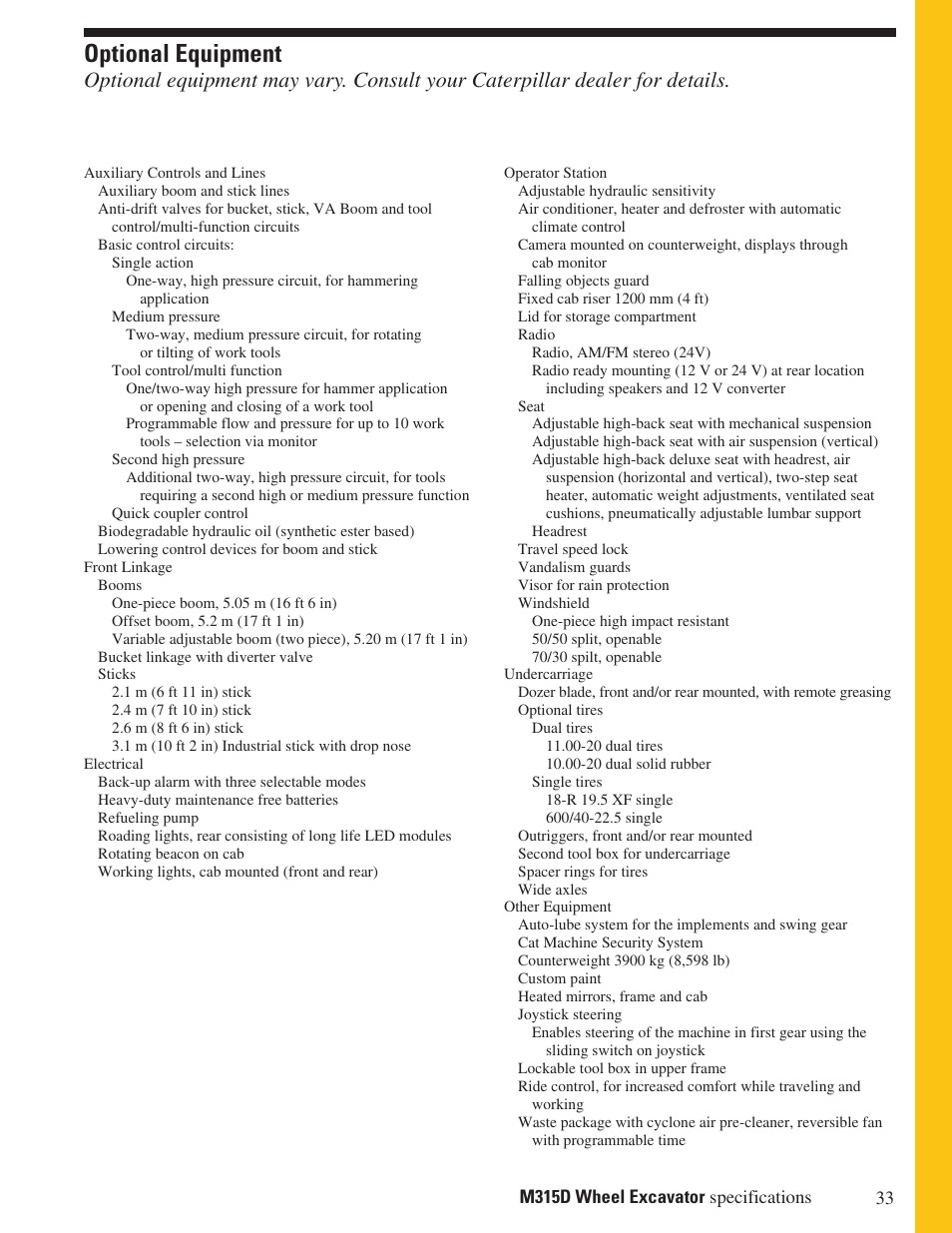 Optional equipment | Milton CAT M315D User Manual | Page 33 / 36