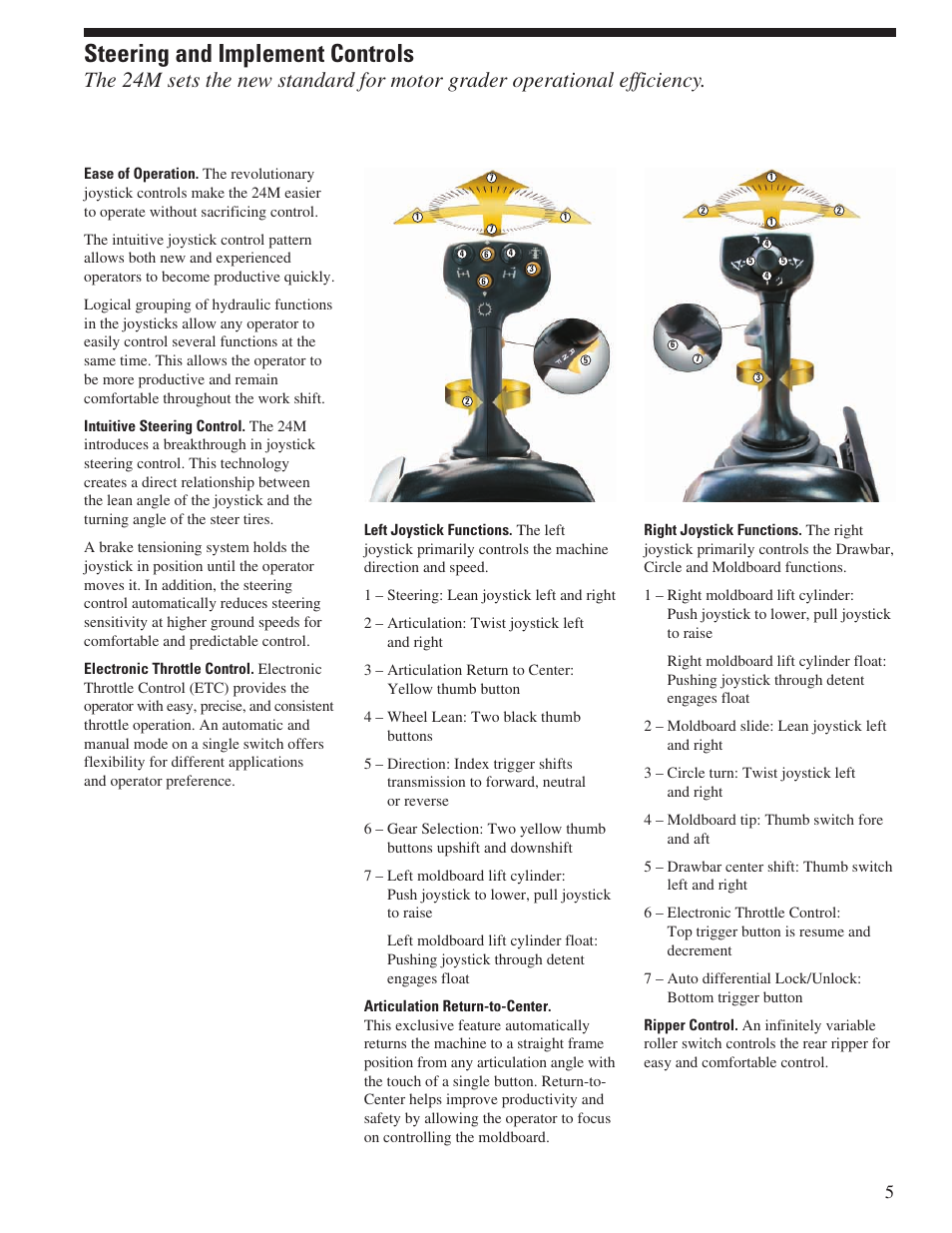 Steering and implement controls | Milton CAT 24M User Manual | Page 5 / 20