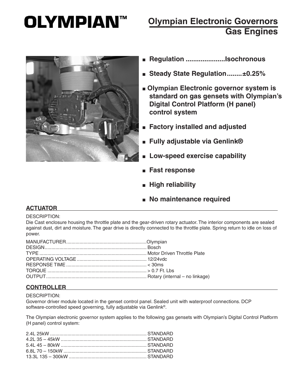 Milton CAT G200LG4 200kW_250kVA Electronic Governor User Manual | 2 pages