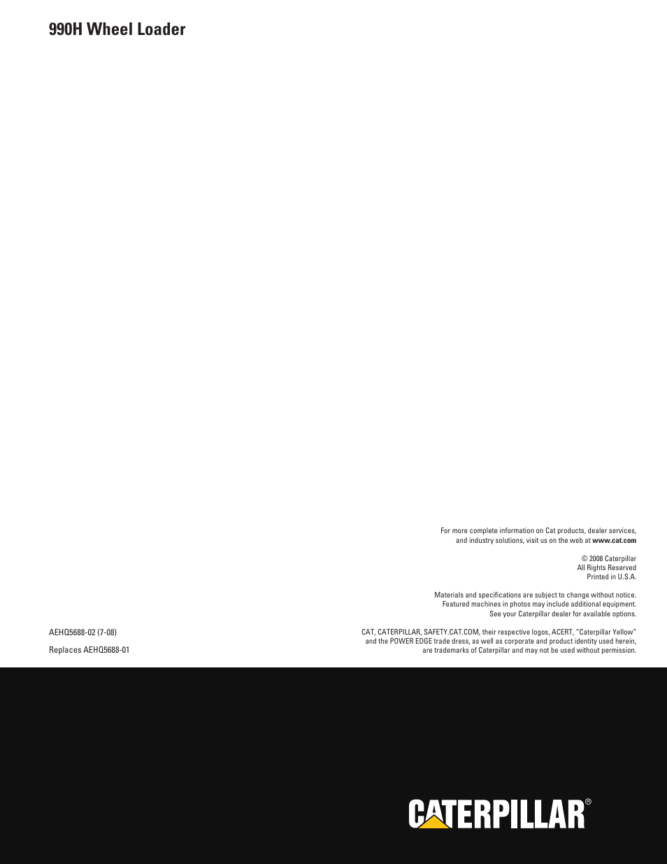 990h wheel loader | Milton CAT 990H User Manual | Page 28 / 28