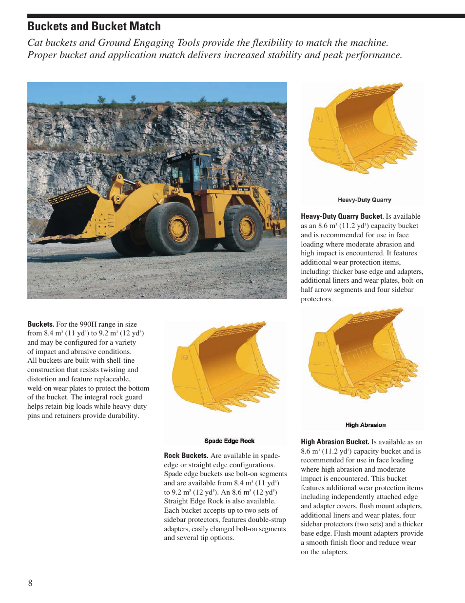 Buckets and bucket match | Milton CAT 990H User Manual | Page 8 / 28