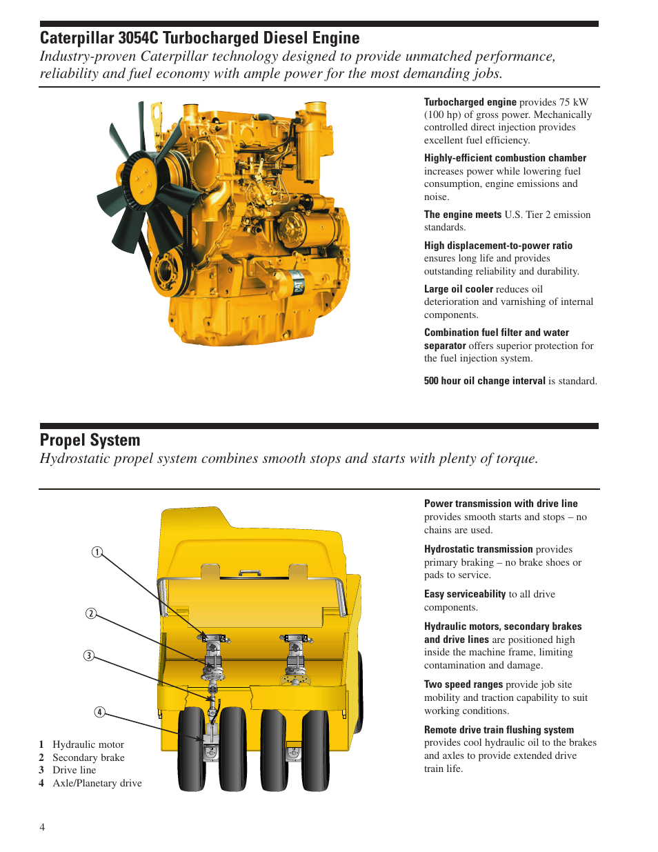 Caterpillar 3054c turbocharged diesel engine, Propel system, Wq r e | Milton CAT PS150C User Manual | Page 4 / 16