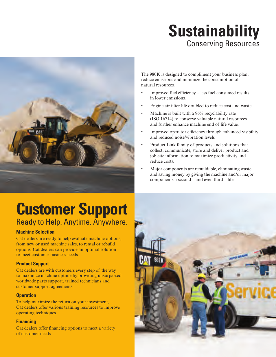 Sustainability, Customer support, Ready to help. anytime. anywhere | Conserving resources | Milton CAT 980K User Manual | Page 11 / 24