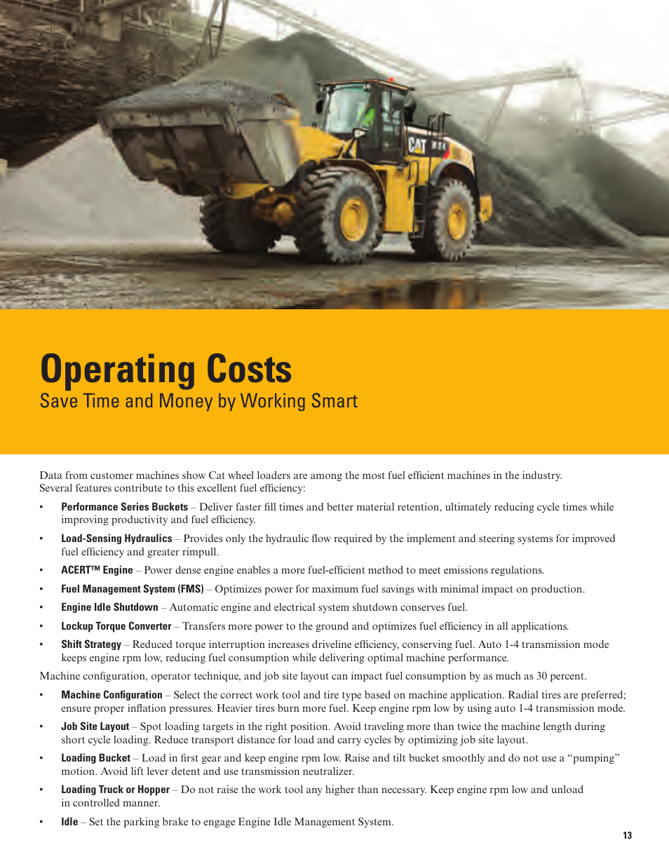 Operating costs, Save time and money by working smart | Milton CAT 980K User Manual | Page 13 / 24