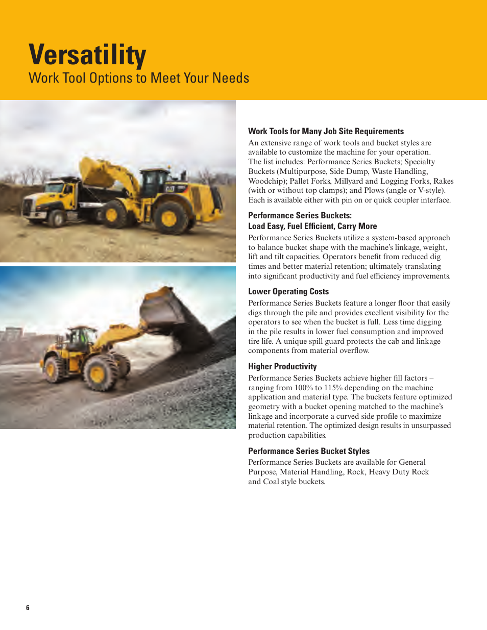 Versatility, Work tool options to meet your needs | Milton CAT 980K User Manual | Page 6 / 24