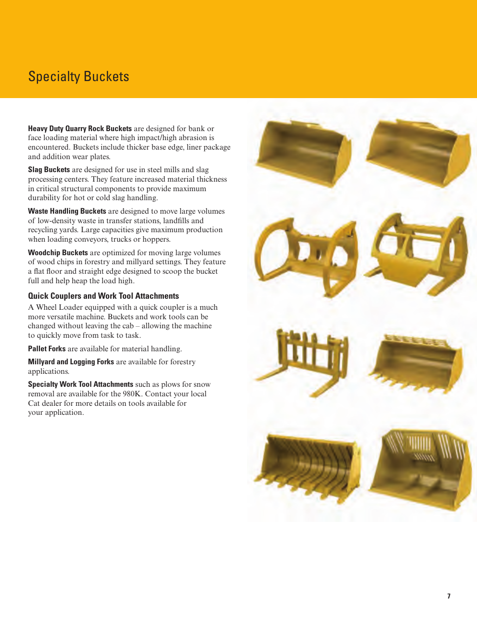 Specialty buckets | Milton CAT 980K User Manual | Page 7 / 24