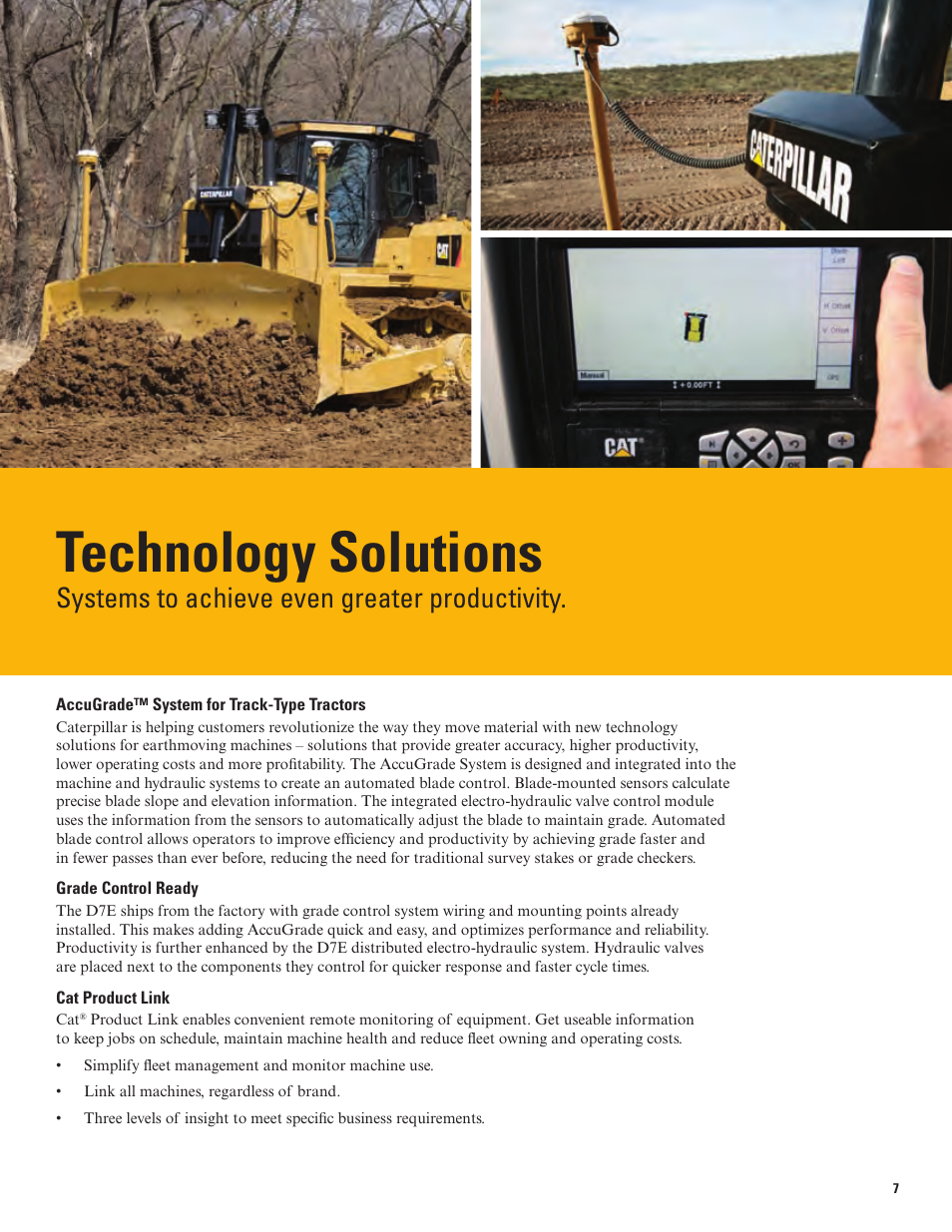 Technology solutions, Systems to achieve even greater productivity | Milton CAT D7E User Manual | Page 7 / 16