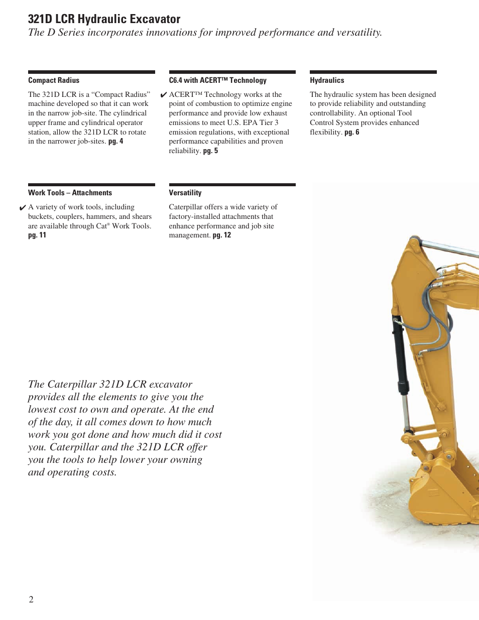 321d lcr hydraulic excavator | Milton CAT 321 D LCR User Manual | Page 2 / 28