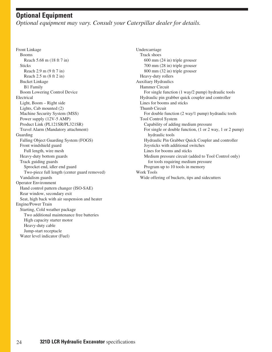 Optional equipment | Milton CAT 321 D LCR User Manual | Page 24 / 28