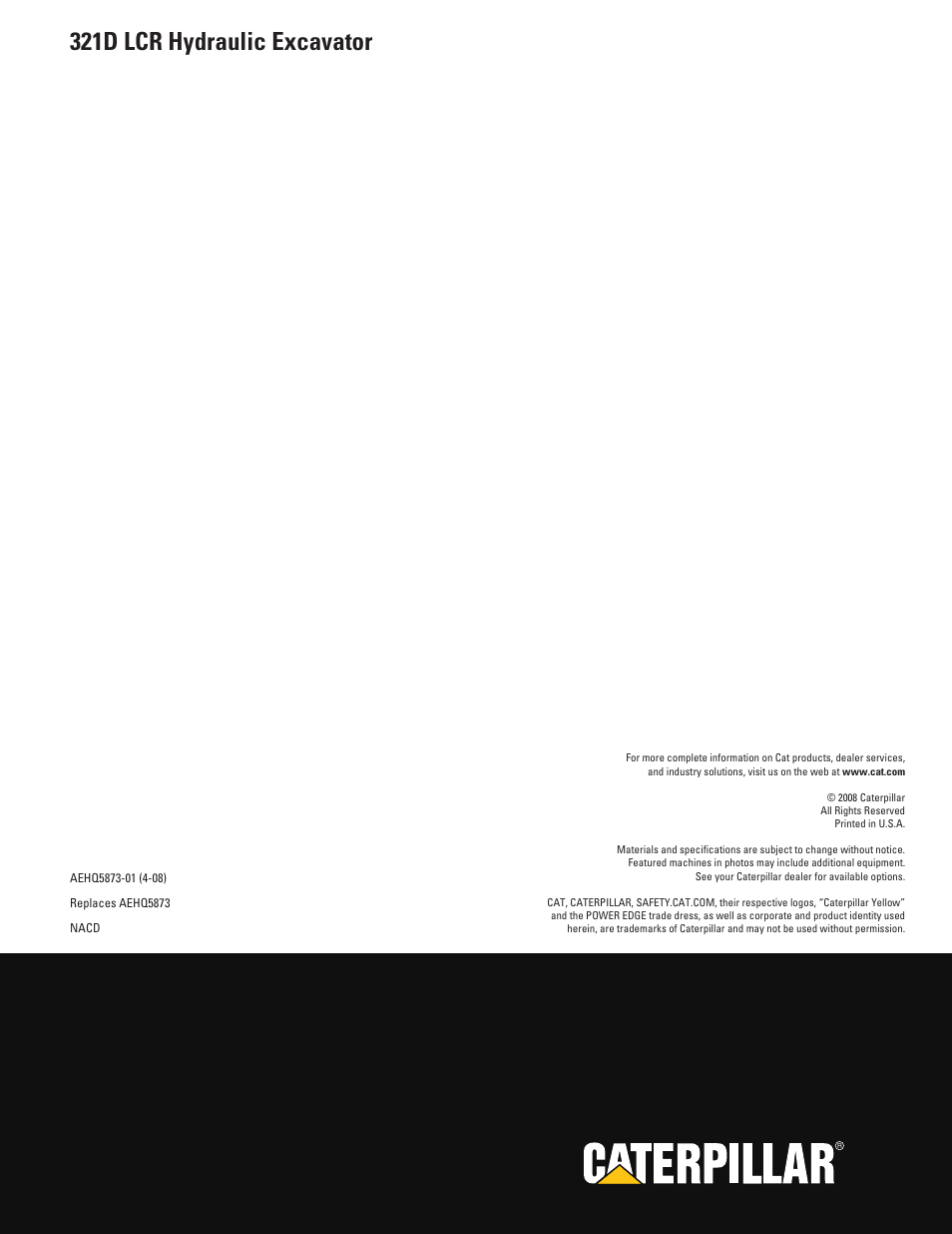 321d lcr hydraulic excavator | Milton CAT 321 D LCR User Manual | Page 28 / 28