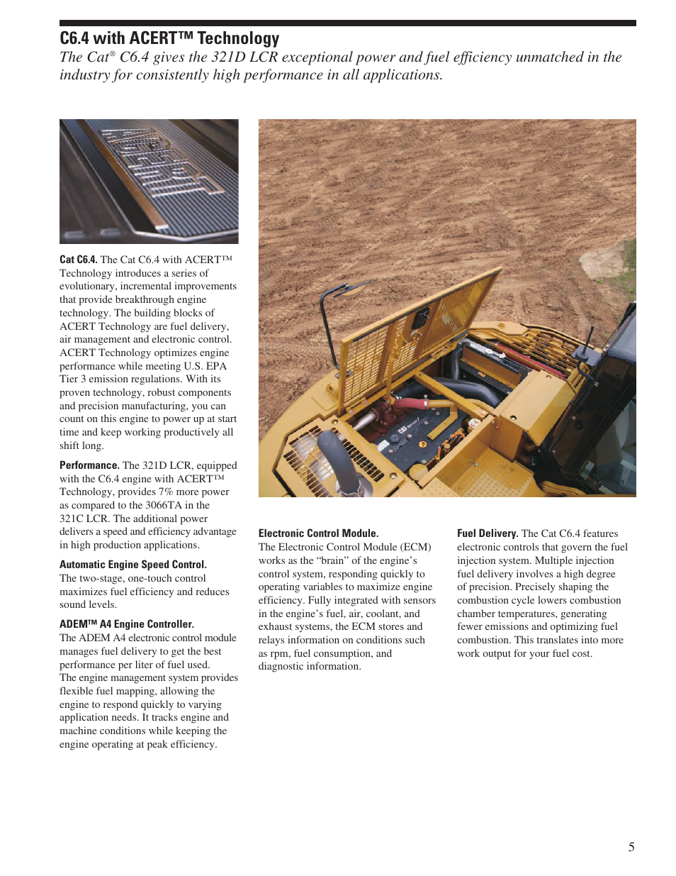 C6.4 with acert technology, C6.4 with acert™ technology, The cat | Milton CAT 321 D LCR User Manual | Page 5 / 28