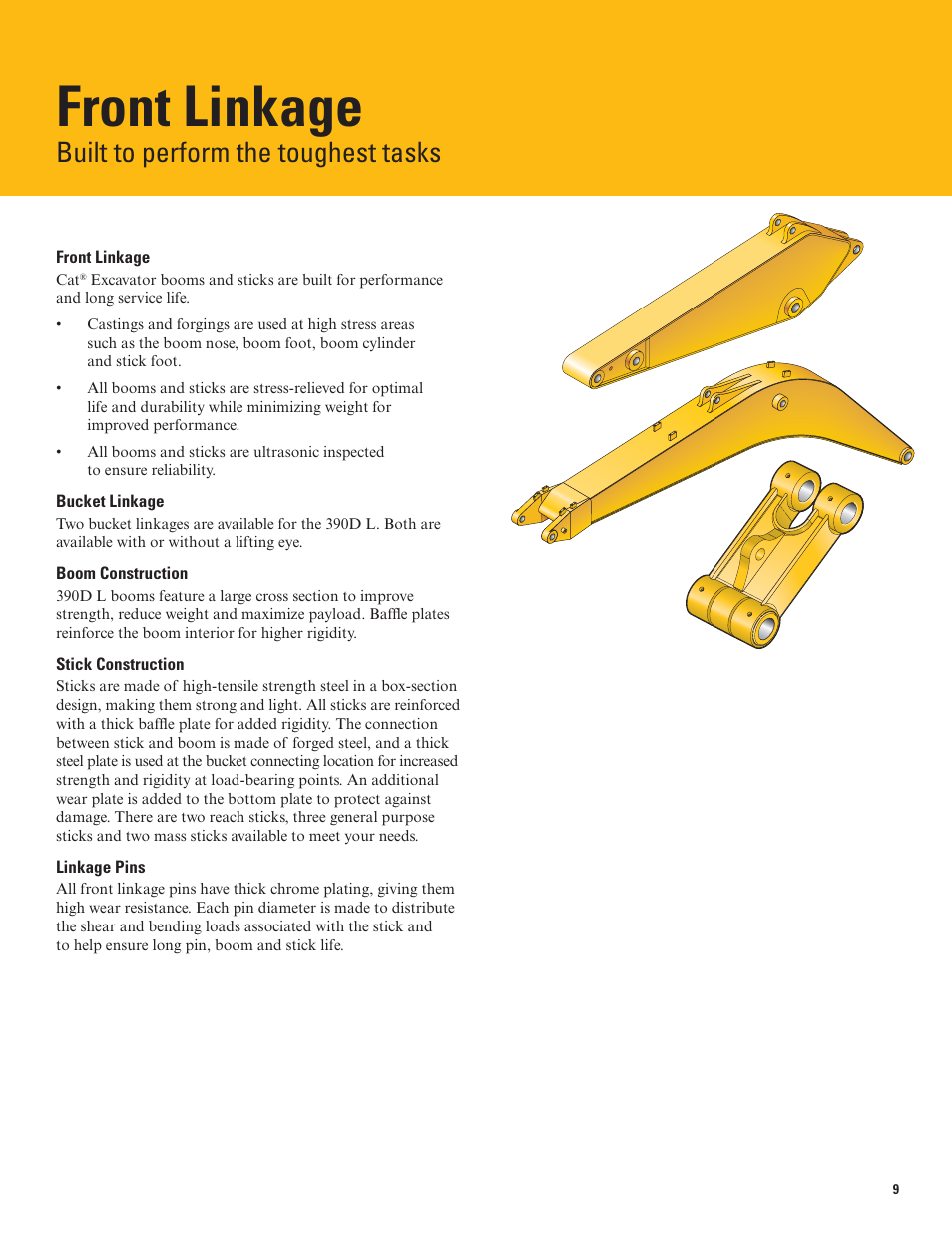 Front linkage, Built to perform the toughest tasks | Milton CAT 390D L User Manual | Page 9 / 28