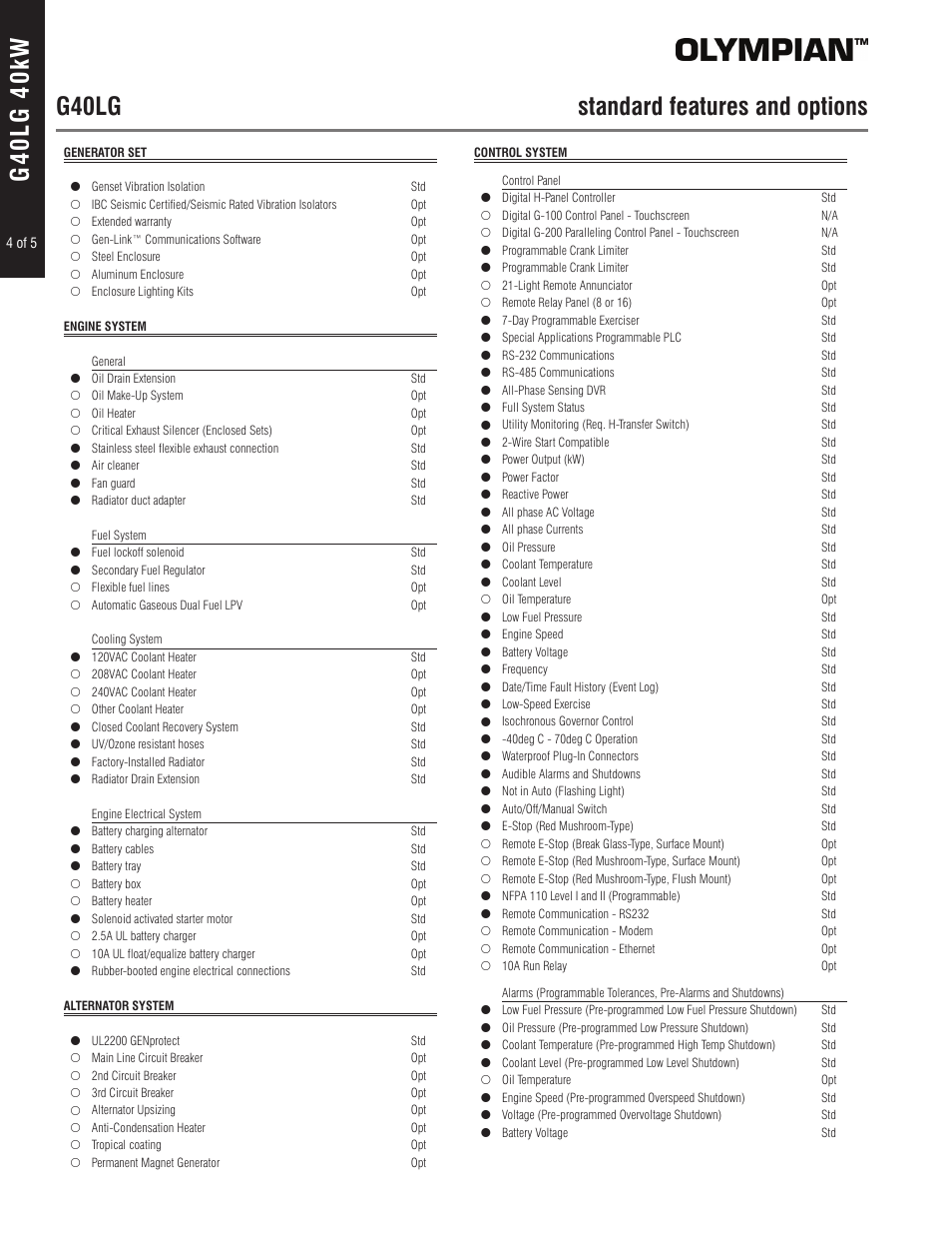 Milton CAT G40LG 40kw_50kVA Spec Sheet User Manual | Page 4 / 5