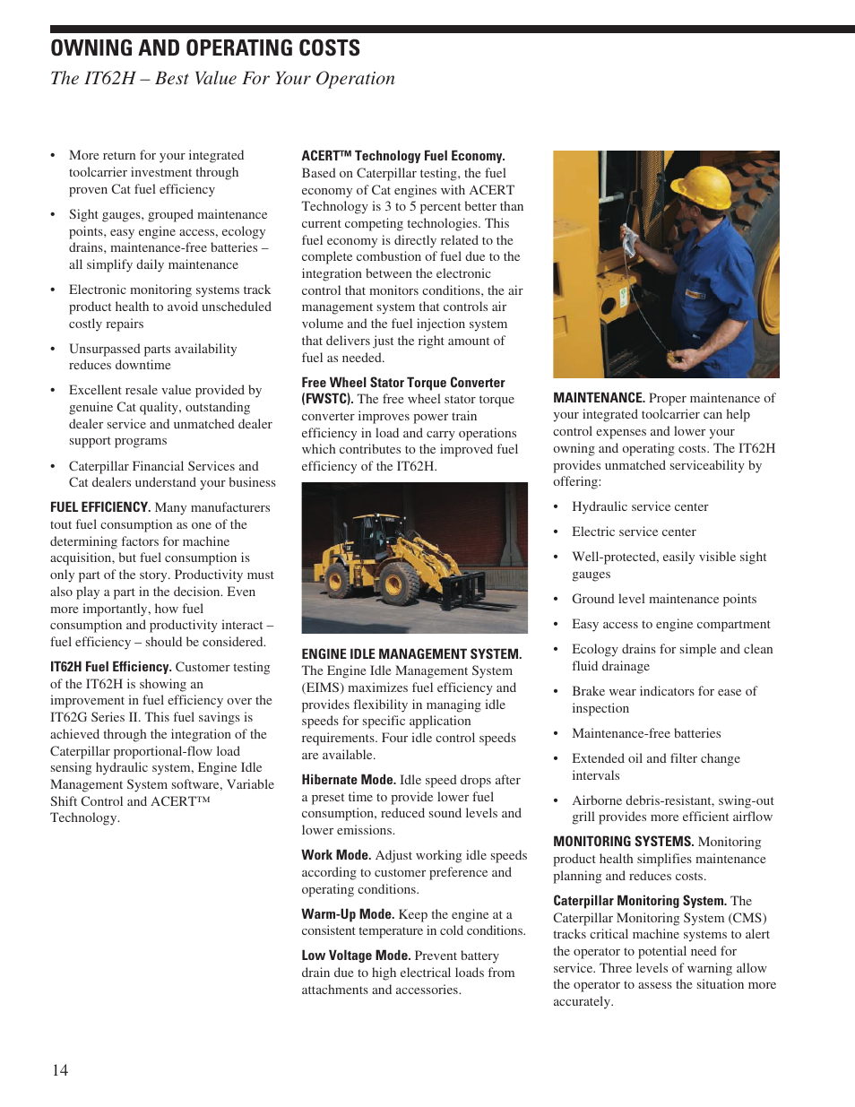 Owning and operating costs, The it62h – best value for your operation | Milton CAT IT62H User Manual | Page 14 / 28