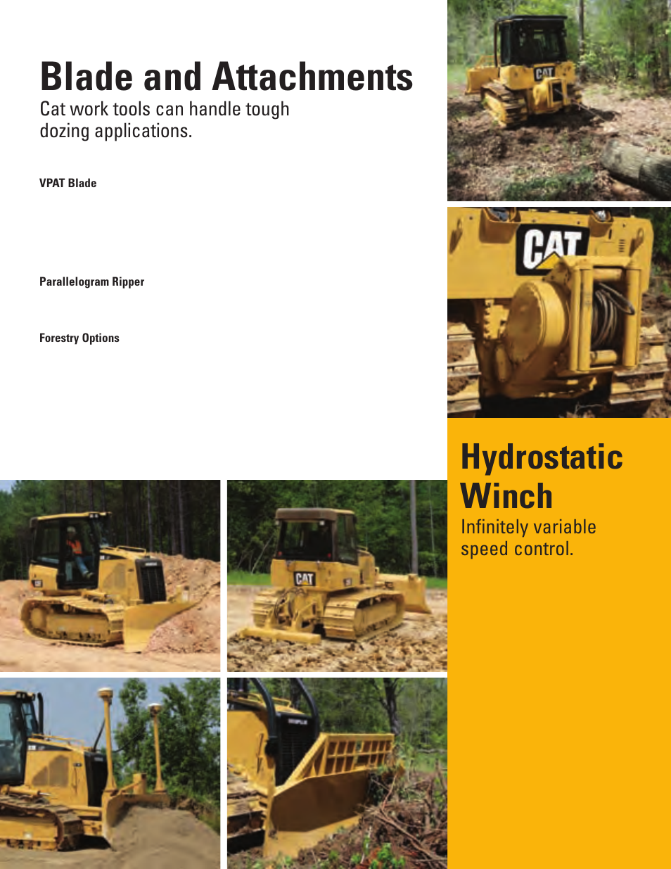 Blade and attachments, Hydrostatic winch, Infinitely variable speed control | Milton CAT D3K User Manual | Page 7 / 16