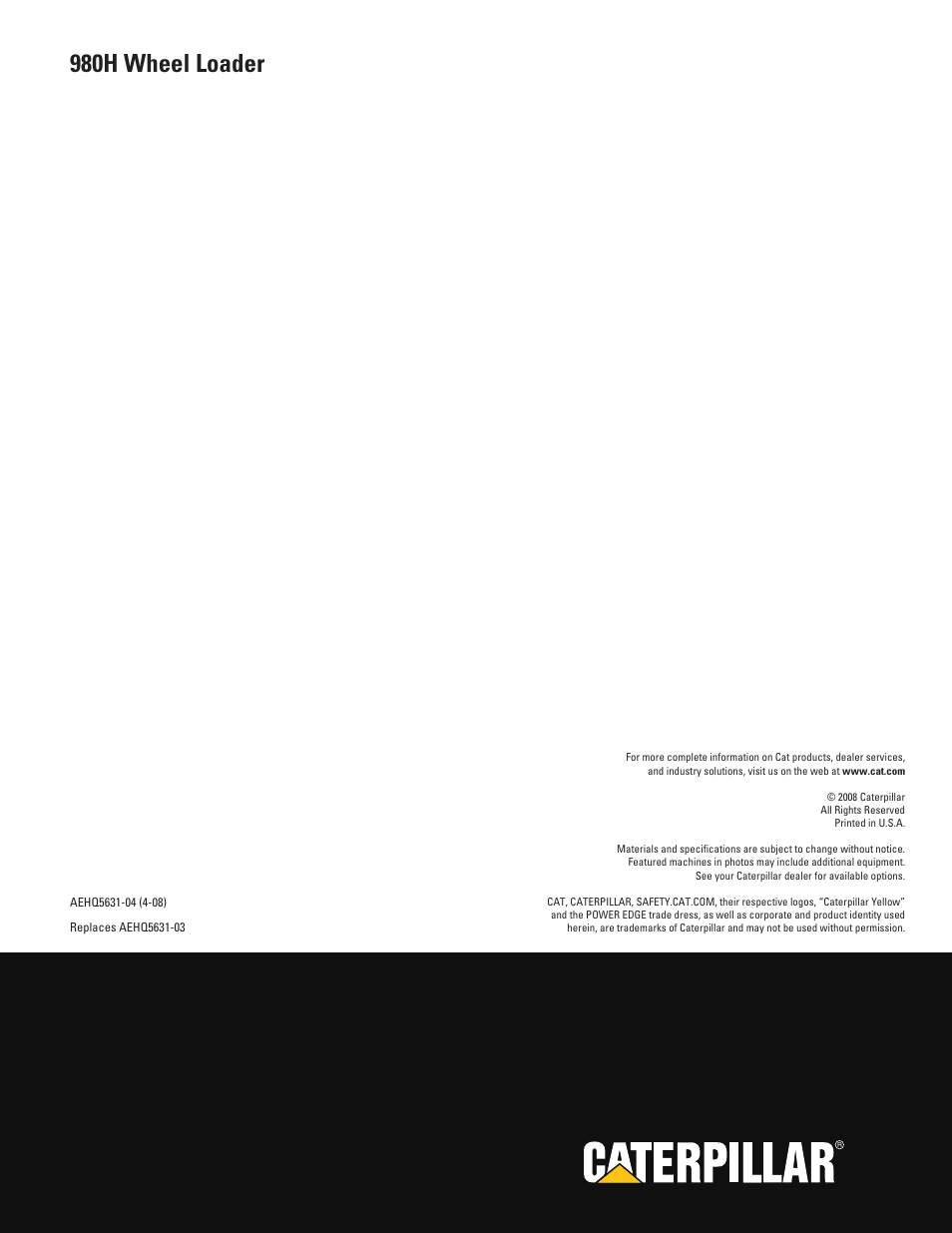 980h wheel loader | Milton CAT 980H User Manual | Page 28 / 28