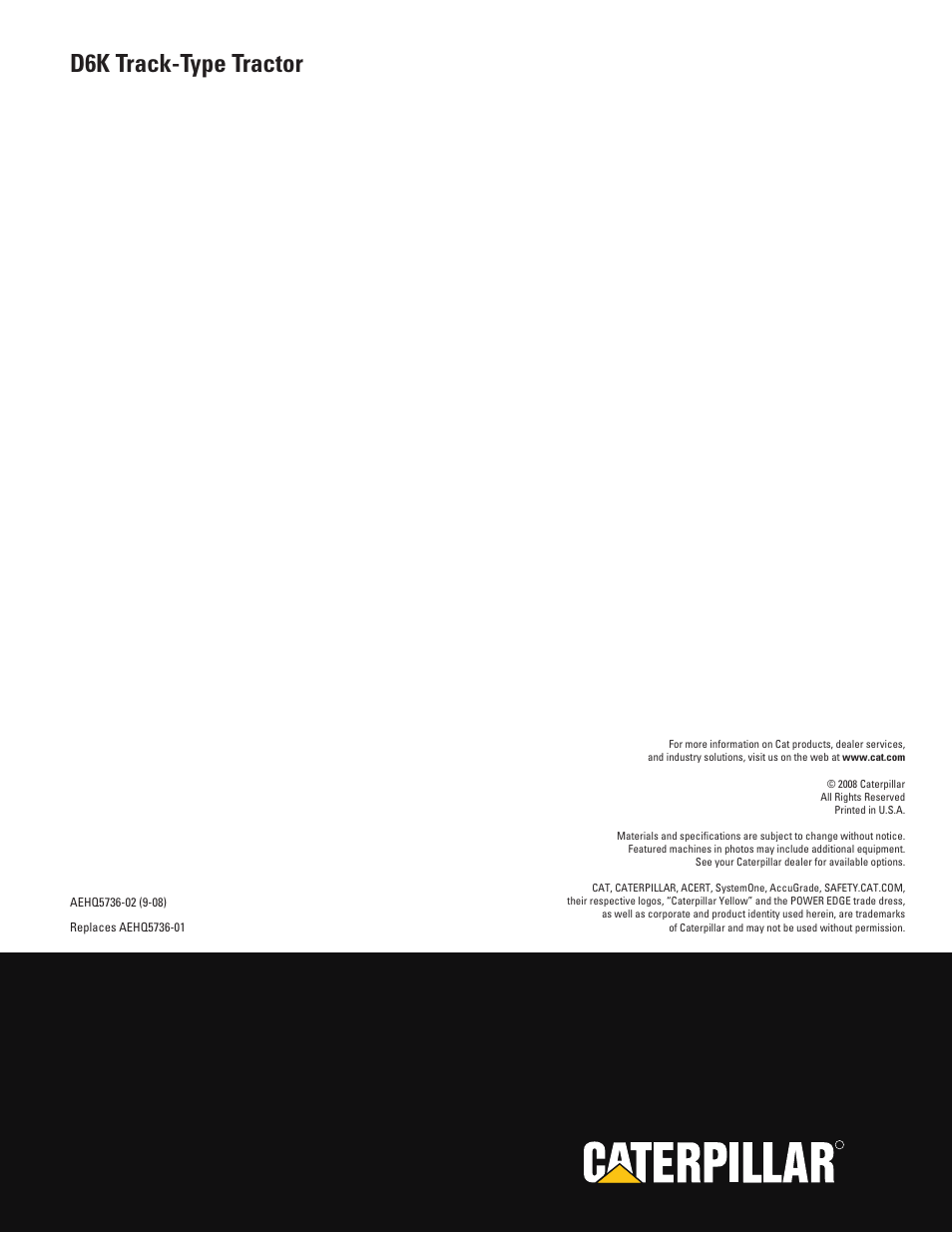 D6k track-type tractor | Milton CAT D6K User Manual | Page 20 / 20