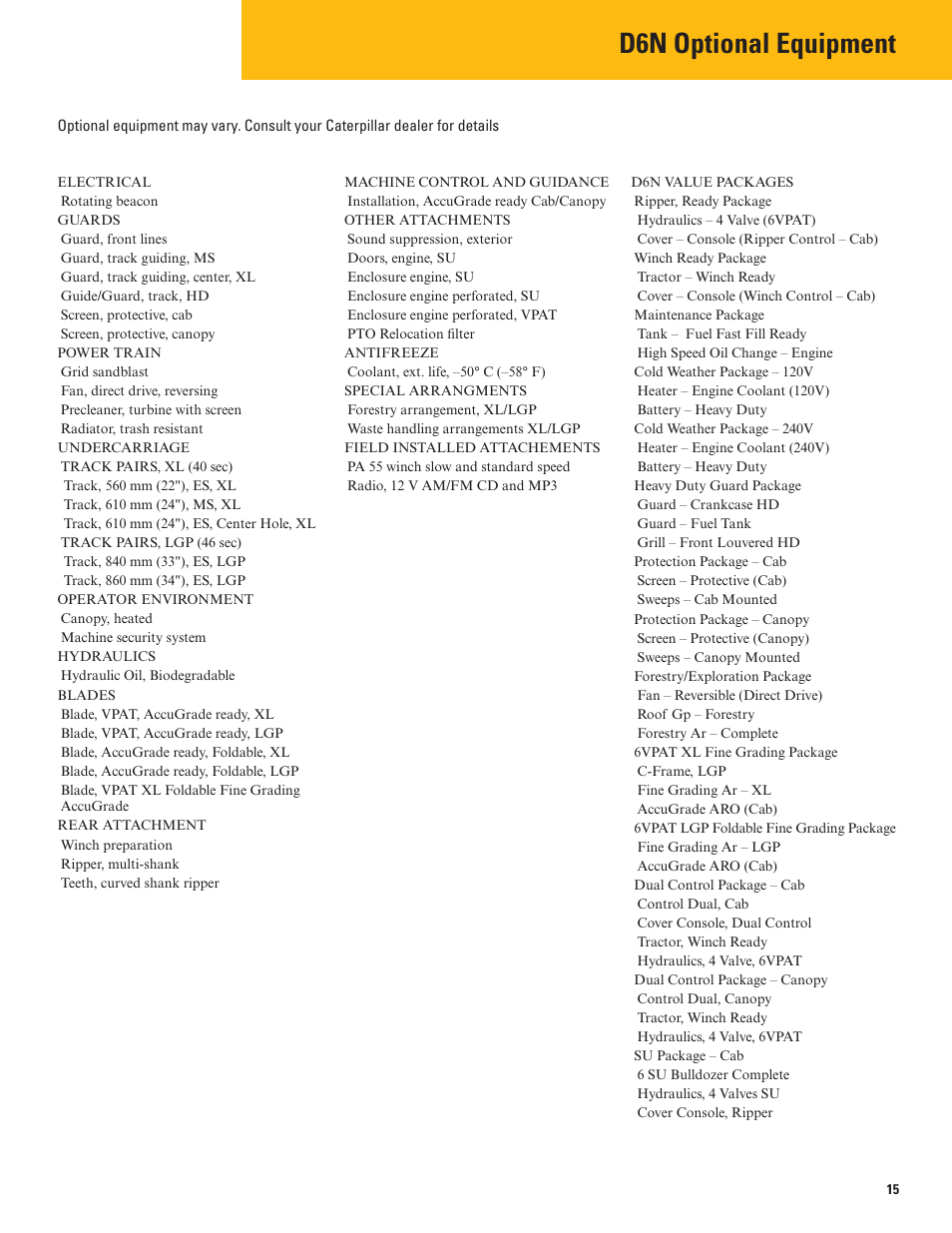 D6n optional equipment | Milton CAT D6N User Manual | Page 15 / 16