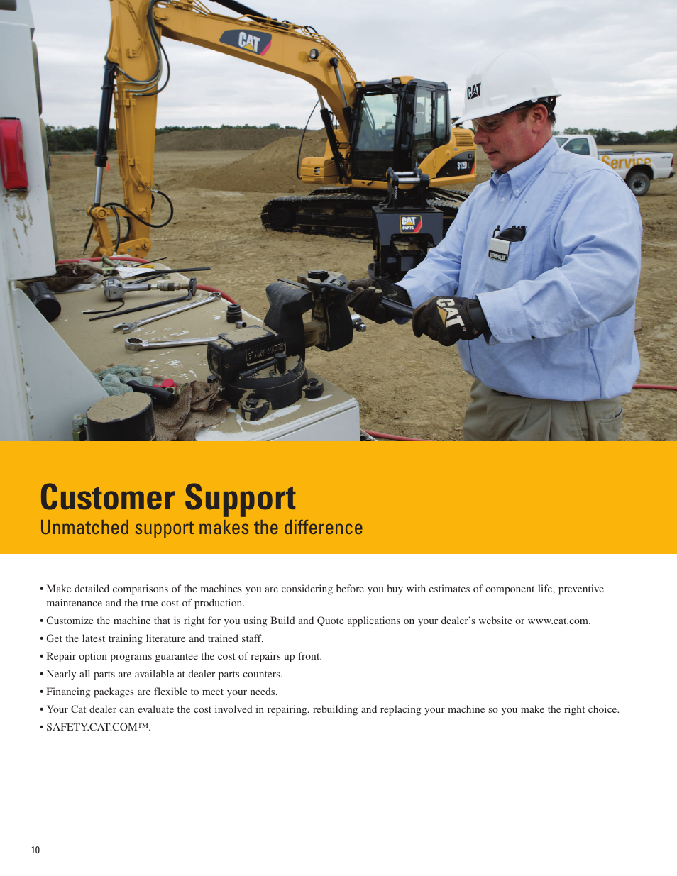 Customer support, Unmatched support makes the difference | Milton CAT 312D L User Manual | Page 10 / 24