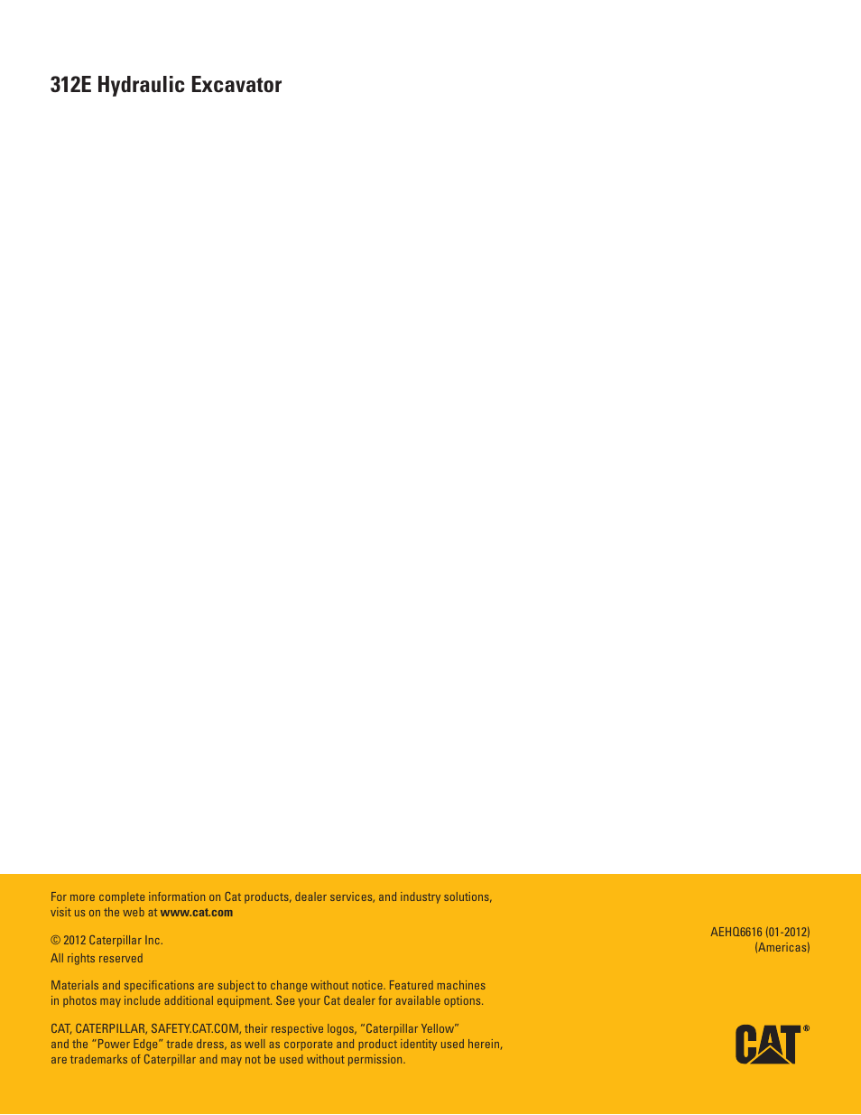 312e hydraulic excavator | Milton CAT 312E User Manual | Page 36 / 36