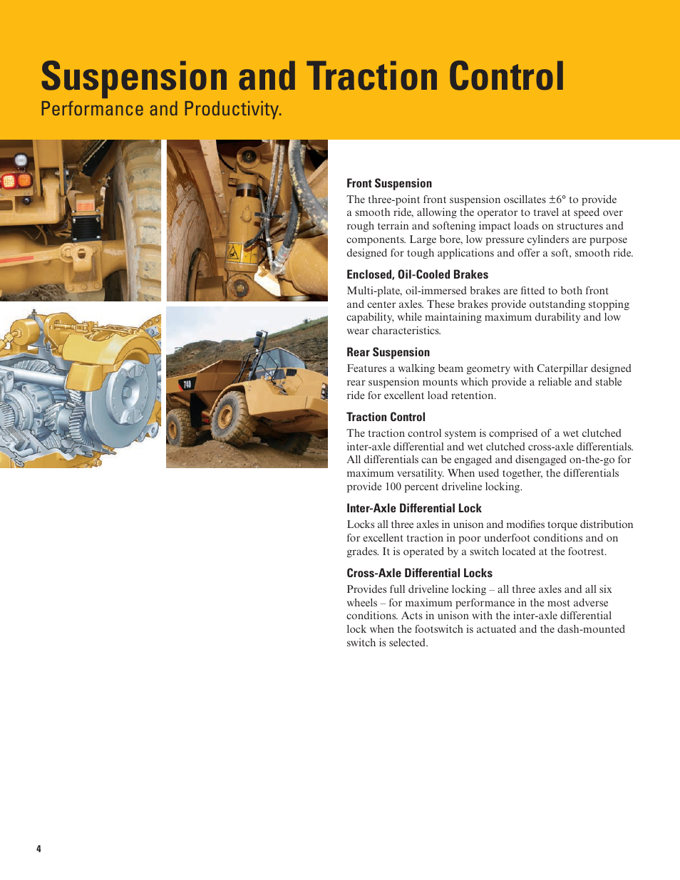 Suspension and traction control, Performance and productivity | Milton CAT 740 User Manual | Page 4 / 20