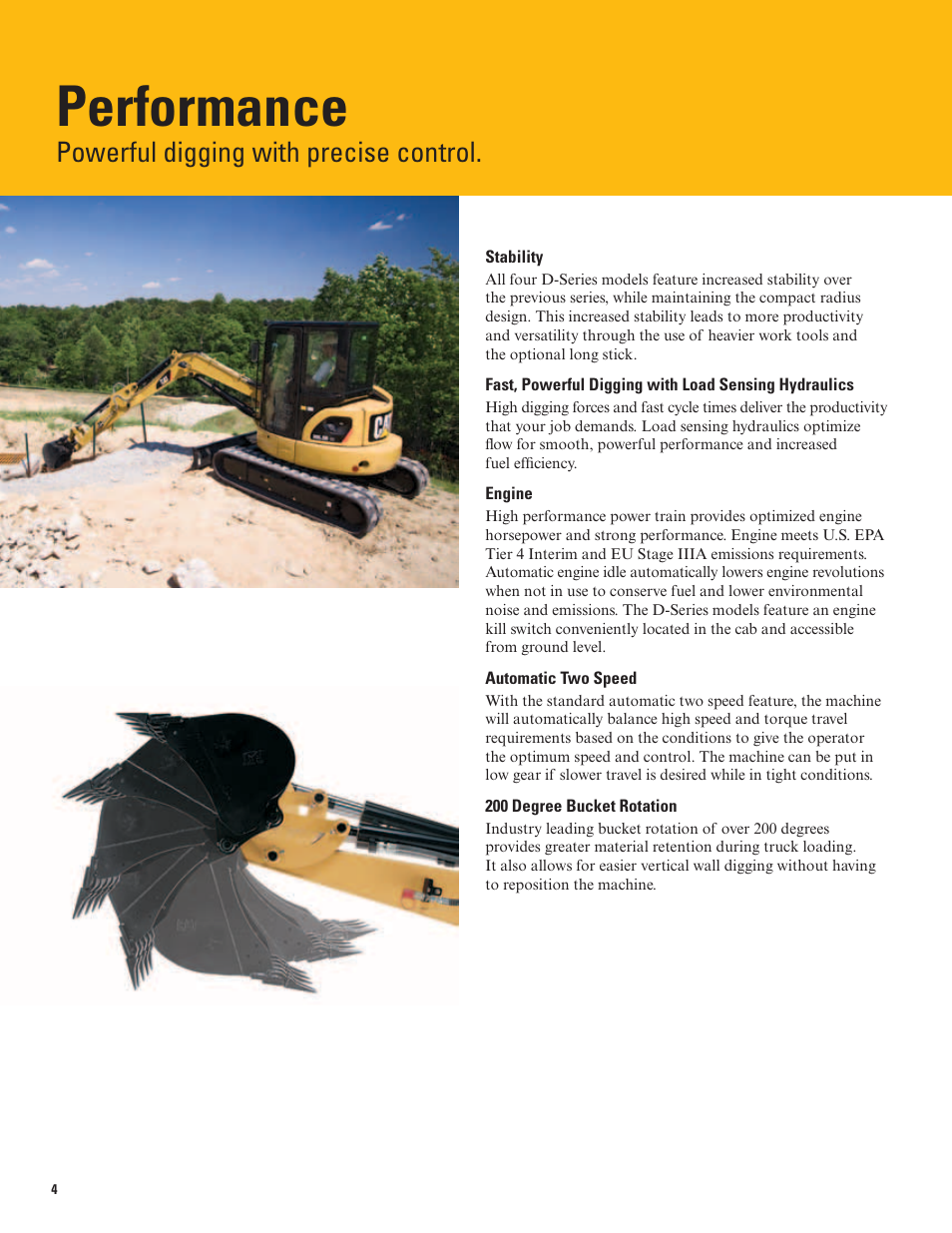 Performance, Powerful digging with precise control | Milton CAT 305.5D CR User Manual | Page 4 / 16