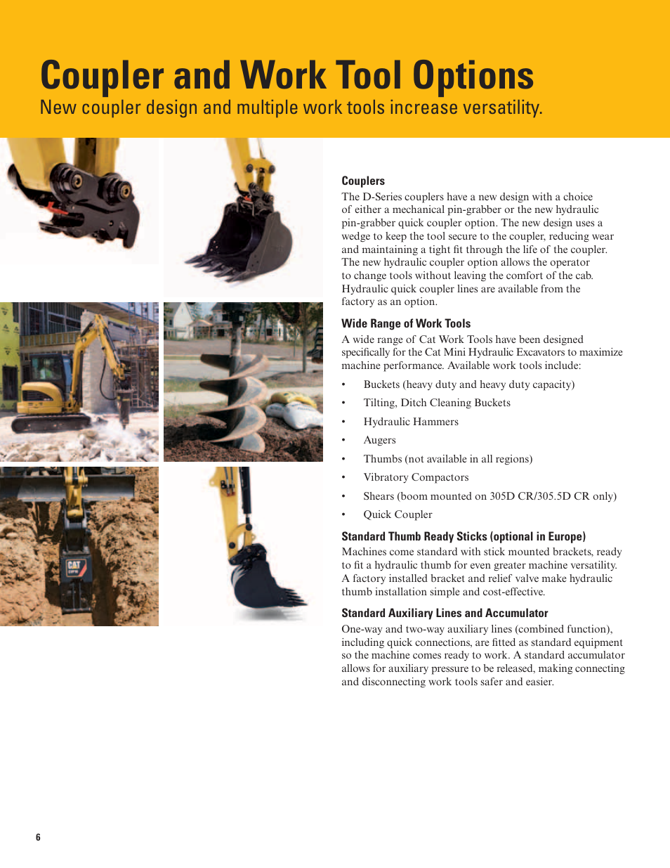 Coupler and work tool options | Milton CAT 305.5D CR User Manual | Page 6 / 16