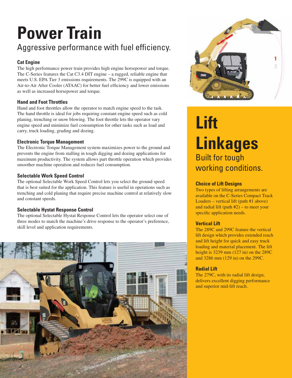 Power train, Lift linkages, Ggressive | Uilt | Milton CAT 299C User Manual | Page 5 / 12