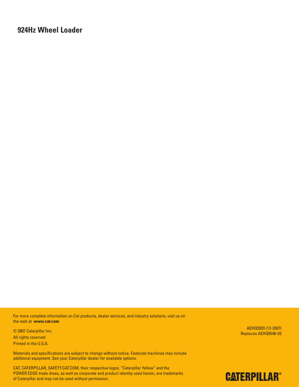 924hz wheel loader | Milton CAT 924Hz User Manual | Page 16 / 16