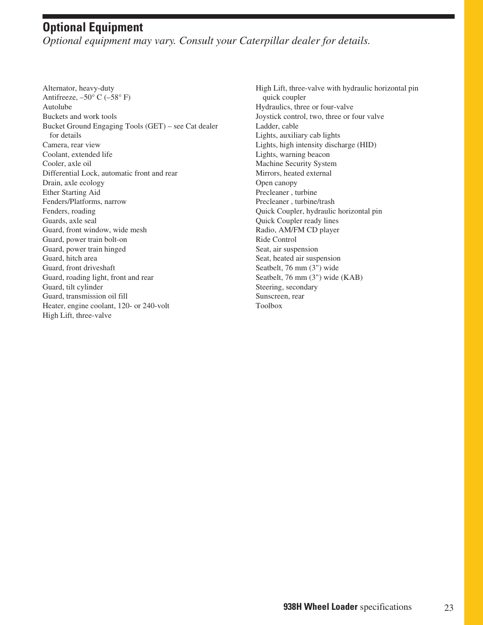 Optional equipment | Milton CAT 938H User Manual | Page 23 / 24