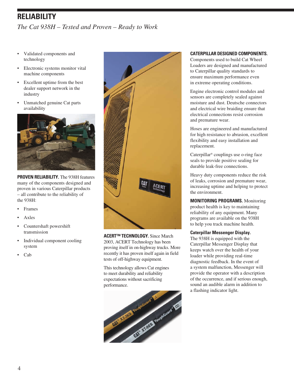 Reliability, The cat 938h – tested and proven – ready to work | Milton CAT 938H User Manual | Page 4 / 24