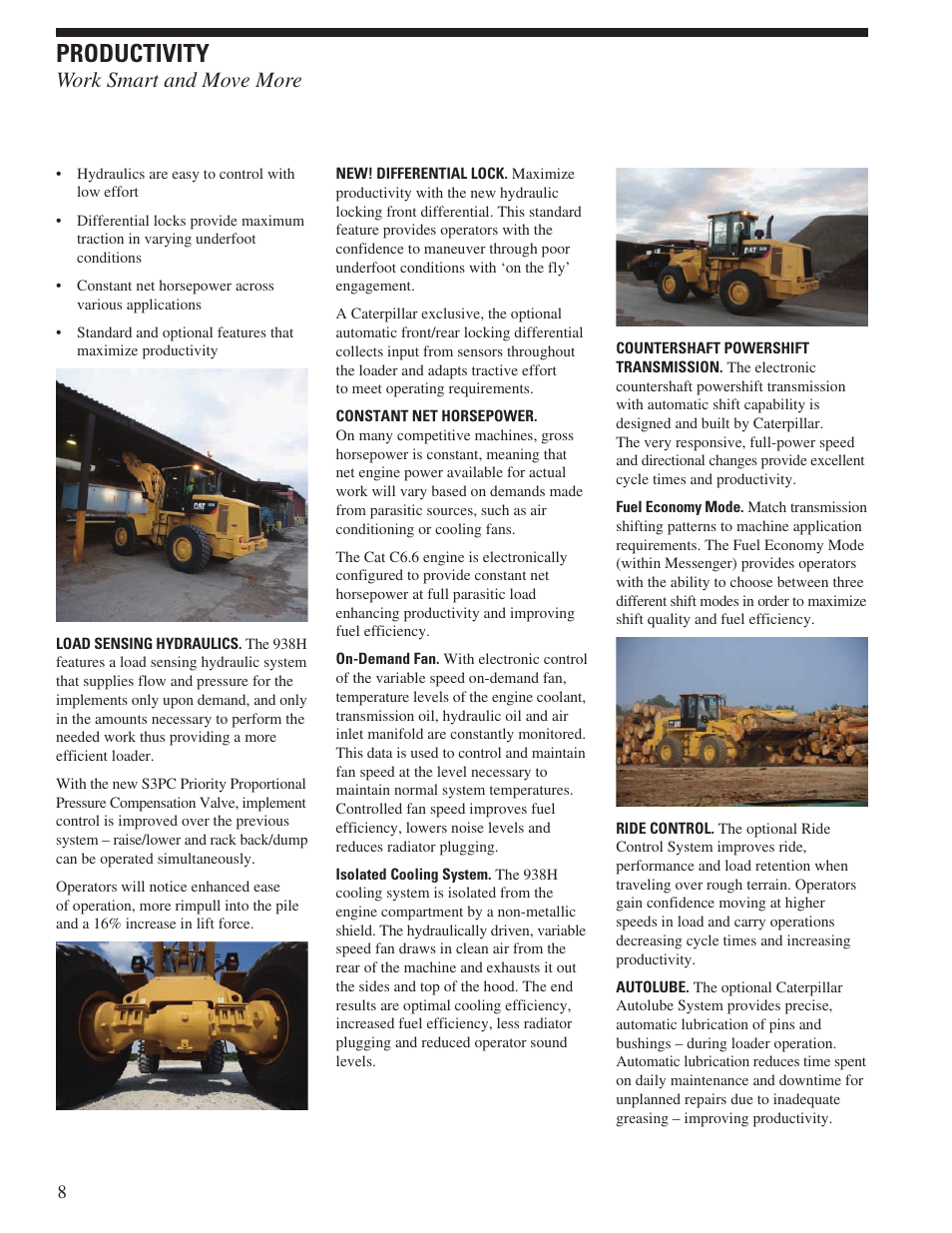 Productivity, Work smart and move more | Milton CAT 938H User Manual | Page 8 / 24