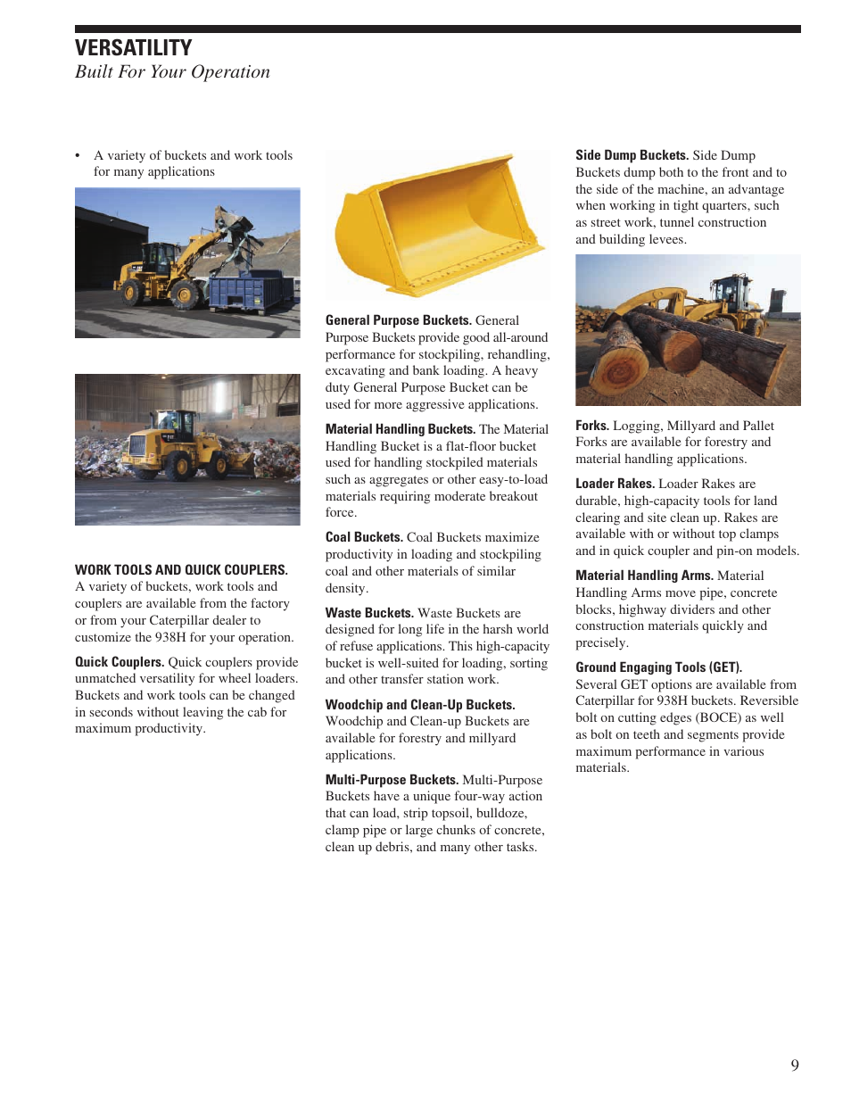 Versatility, Built for your operation | Milton CAT 938H User Manual | Page 9 / 24
