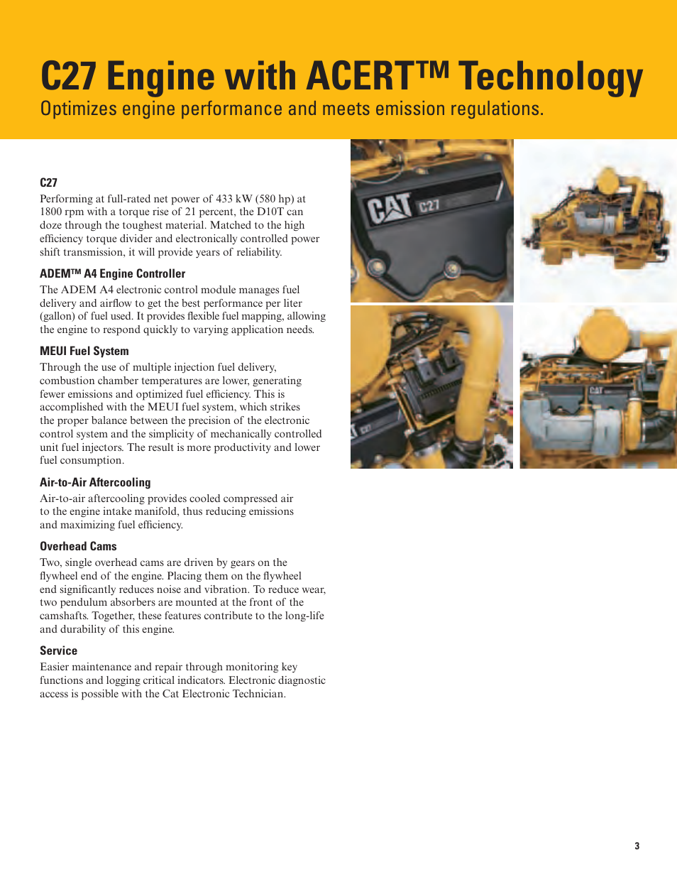 C27 engine with acert™ technology | Milton CAT D10T User Manual | Page 3 / 20
