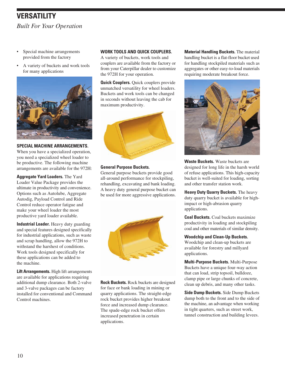 Versatility, Built for your operation | Milton CAT 972H User Manual | Page 10 / 28