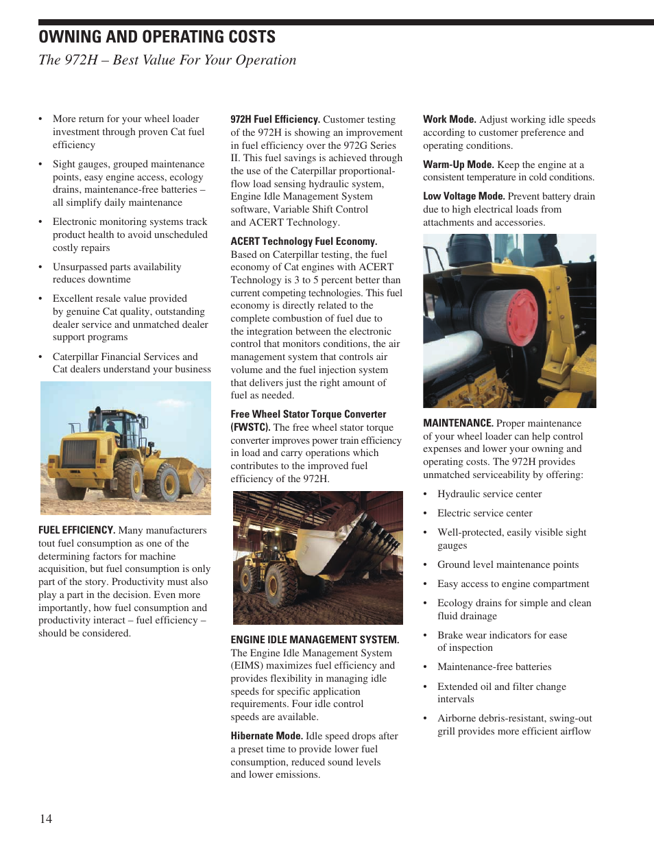 Owning and operating costs, The 972h – best value for your operation | Milton CAT 972H User Manual | Page 14 / 28
