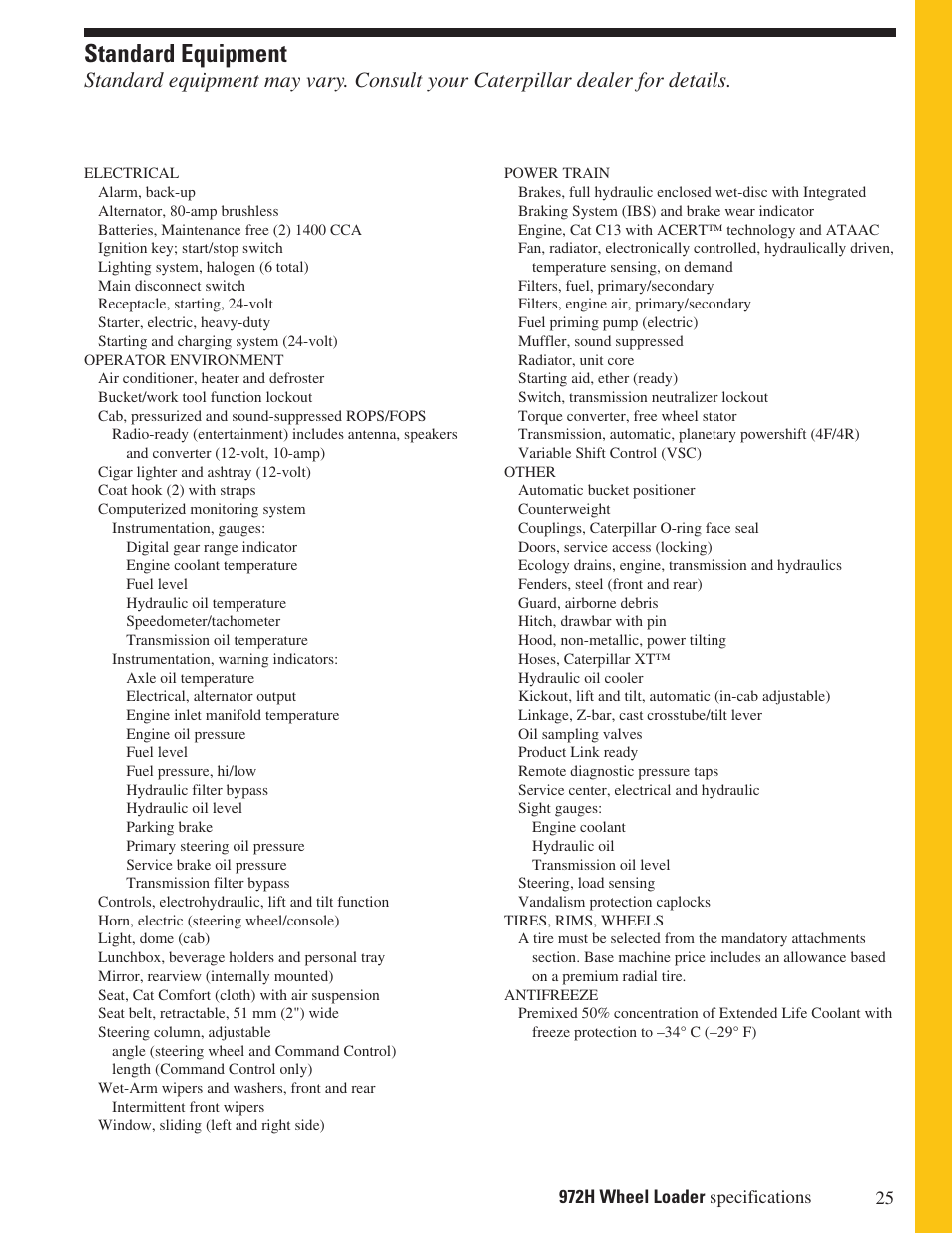 Standard equipment | Milton CAT 972H User Manual | Page 25 / 28