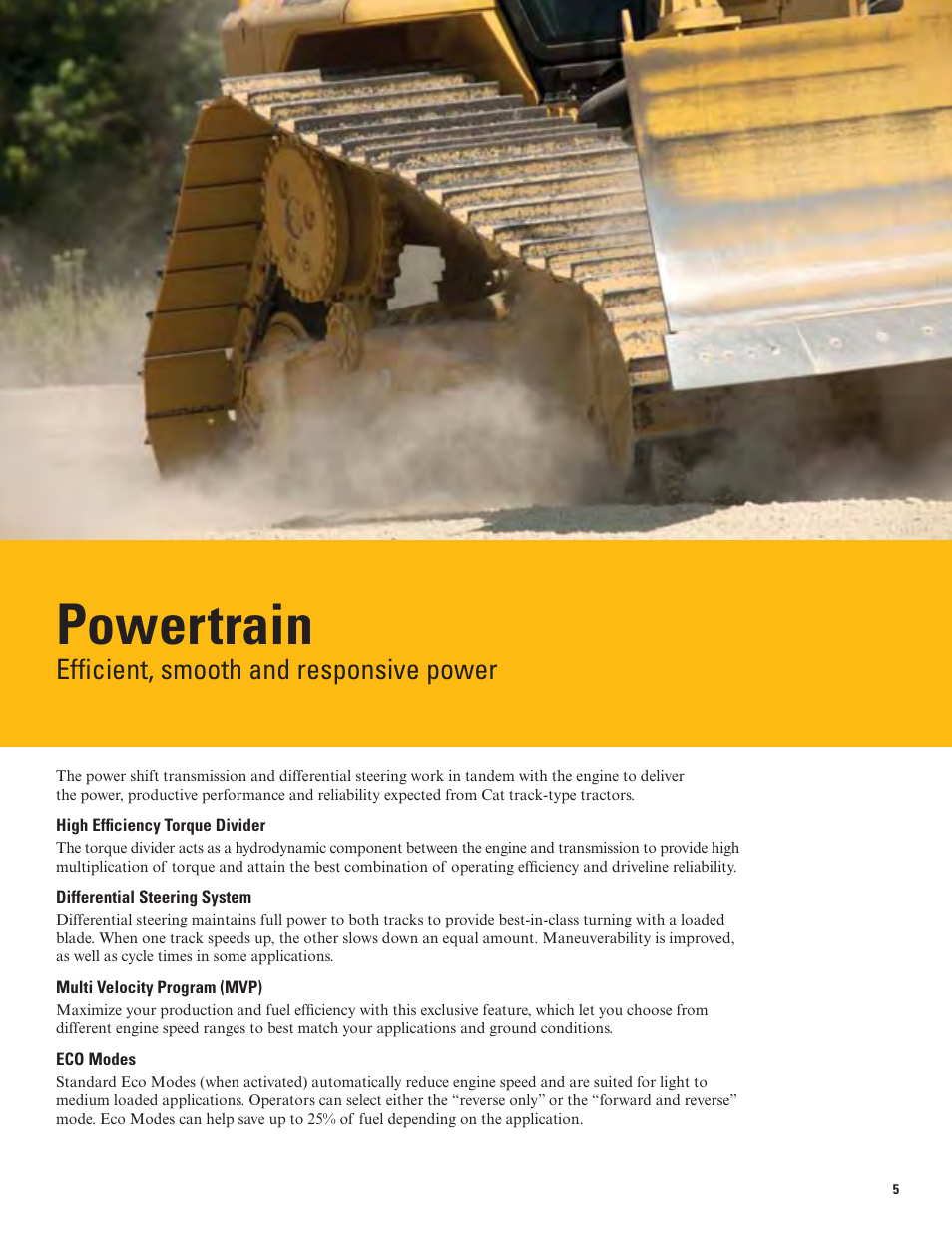 Powertrain, Efficient, smooth and responsive power | Milton CAT D6N Tier 4 Interim-Stage IIIB User Manual | Page 5 / 20