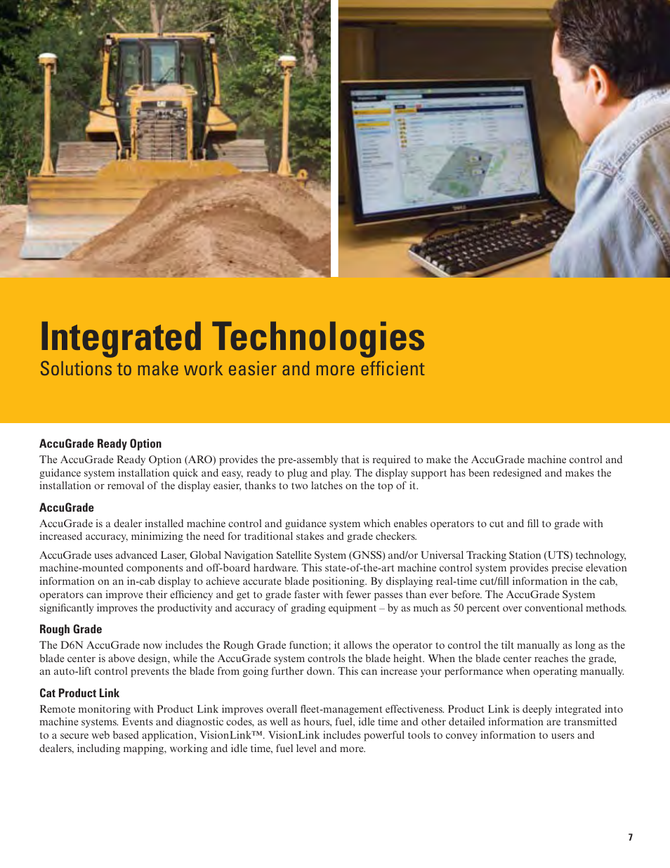 Integrated technologies, Solutions to make work easier and more efficient | Milton CAT D6N Tier 4 Interim-Stage IIIB User Manual | Page 7 / 20