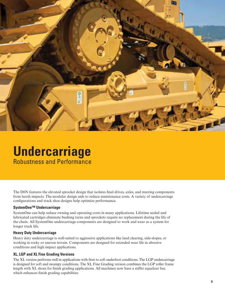 Undercarriage, Robustness and performance | Milton CAT D6N Tier 4 Interim-Stage IIIB User Manual | Page 9 / 20