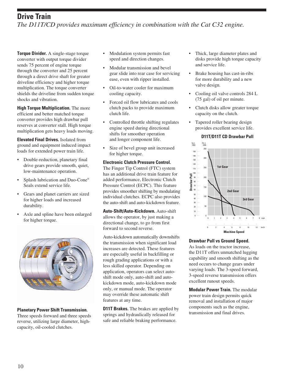 Drive train, D11t/d11t cd drawbar pull | Milton CAT D11T CD User Manual | Page 10 / 28