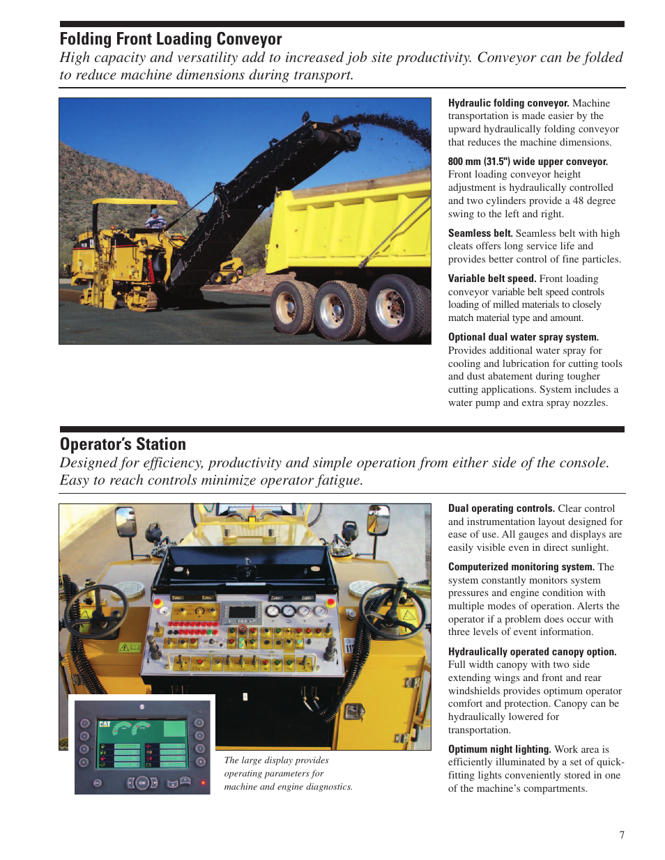 Folding front loading conveyor, Operator’s station | Milton CAT PM 200 User Manual | Page 7 / 16