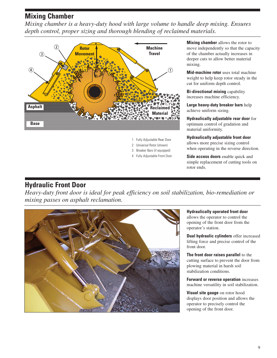 Mixing chamber, Hydraulic front door, Ew r q | Milton CAT RM 500 User Manual | Page 9 / 16