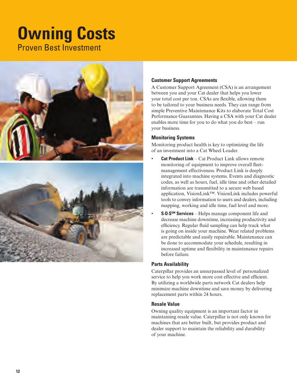 Owning costs, Proven best investment | Milton CAT 966K User Manual | Page 12 / 28