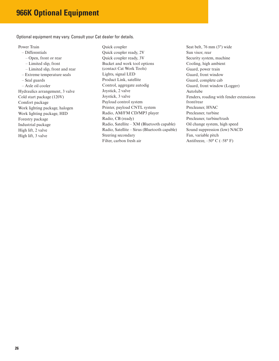 966k optional equipment | Milton CAT 966K User Manual | Page 26 / 28
