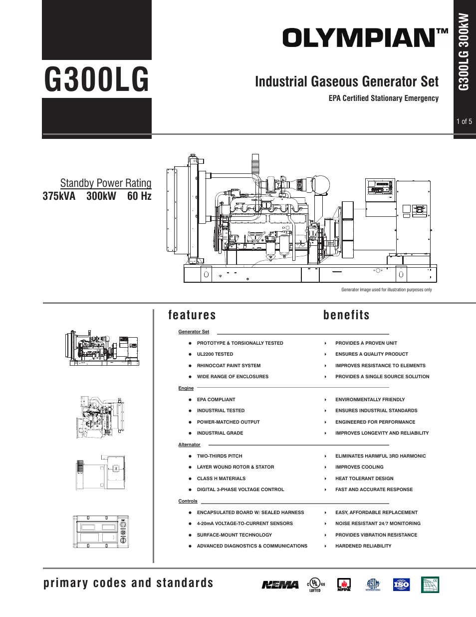 Milton CAT G300LG 300kW_375kVA Spec Sheet User Manual | 5 pages