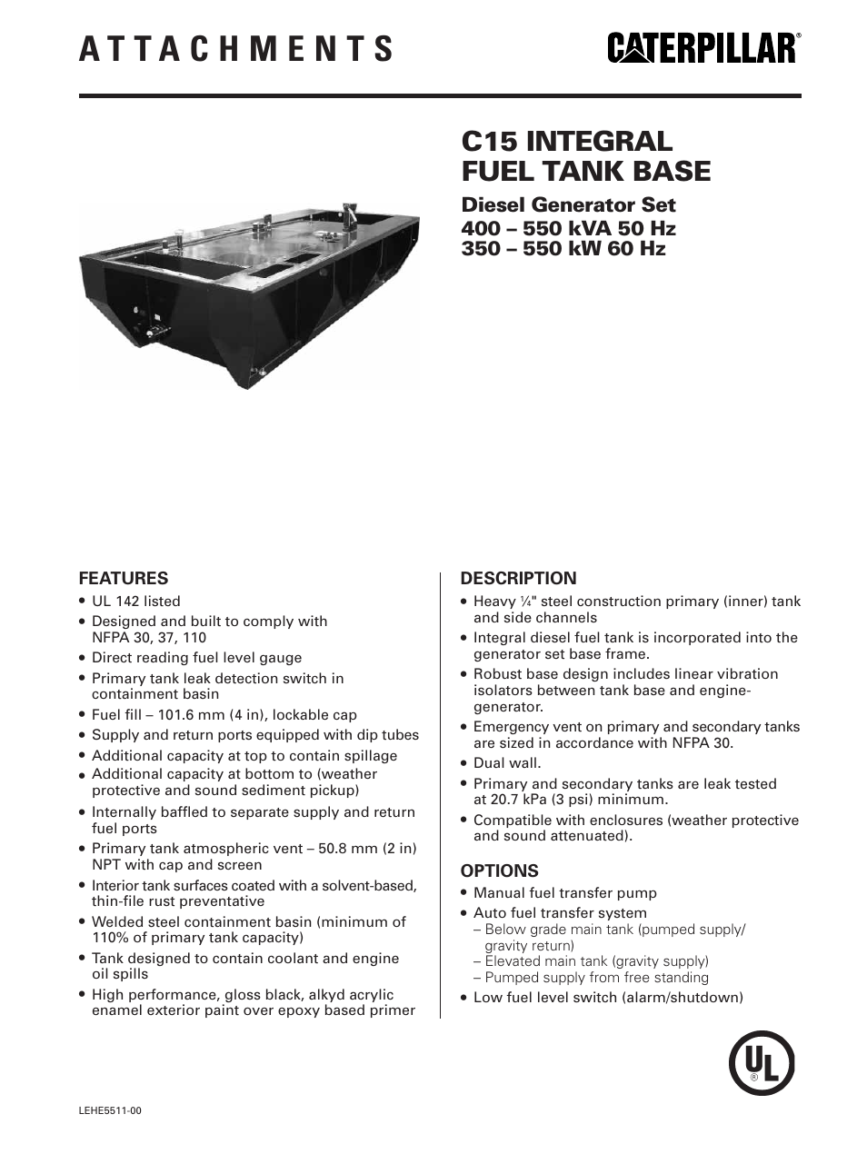 Milton CAT C15 Factory Integral Fuel Tank Base User Manual | 4 pages