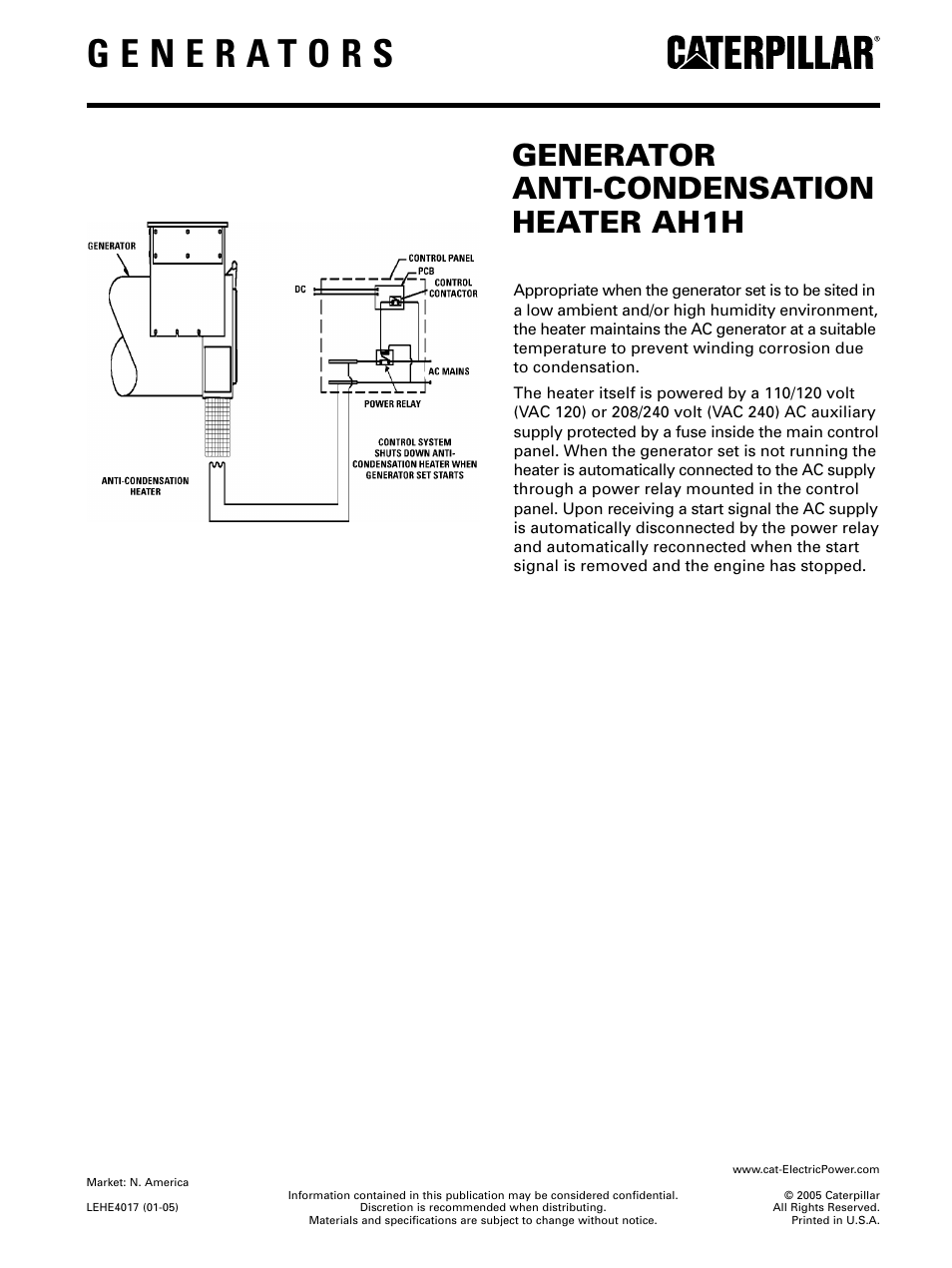 Milton CAT D100-6_S 100 kW Anti Condensation Heater User Manual | 1 page