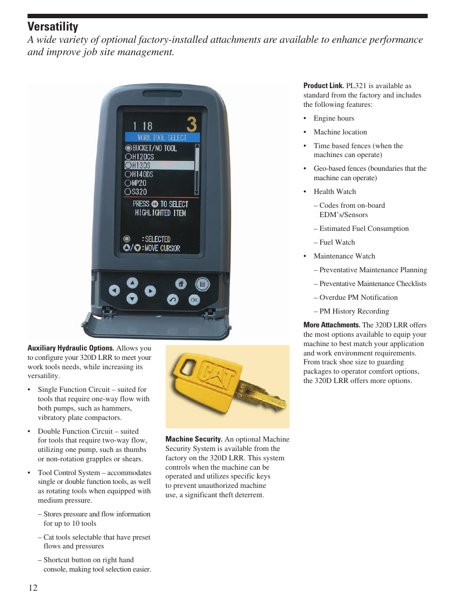 Versatility | Milton CAT 320D LRR User Manual | Page 12 / 28
